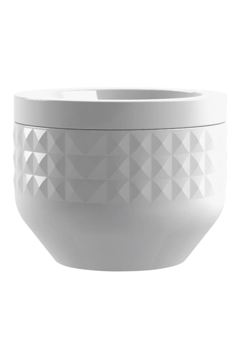Small Diamond Embossed Stoneware Canister, Alternate, color, WHITE