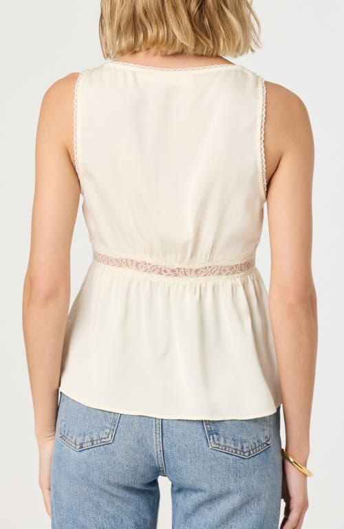Astr The Label Tie Front Lace Trim Satin Tank Top