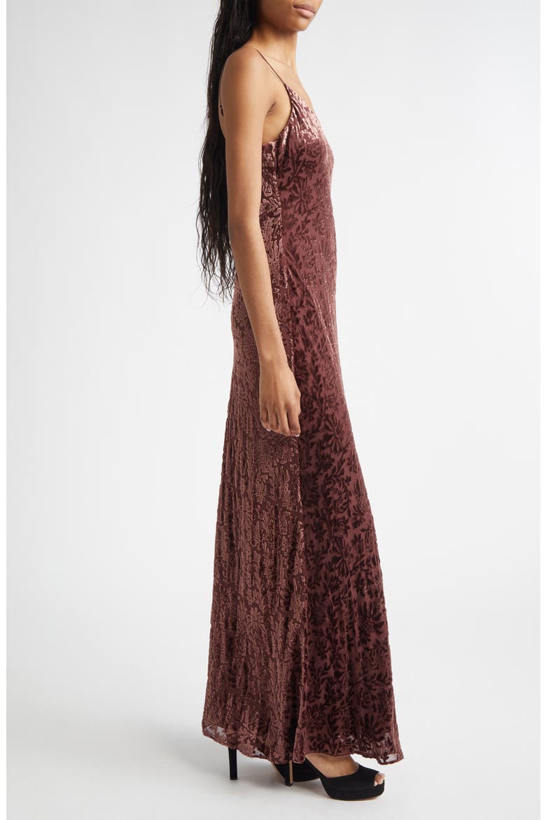 Jolynn Velvet Floral Gown, Alternate, color, RAISIN