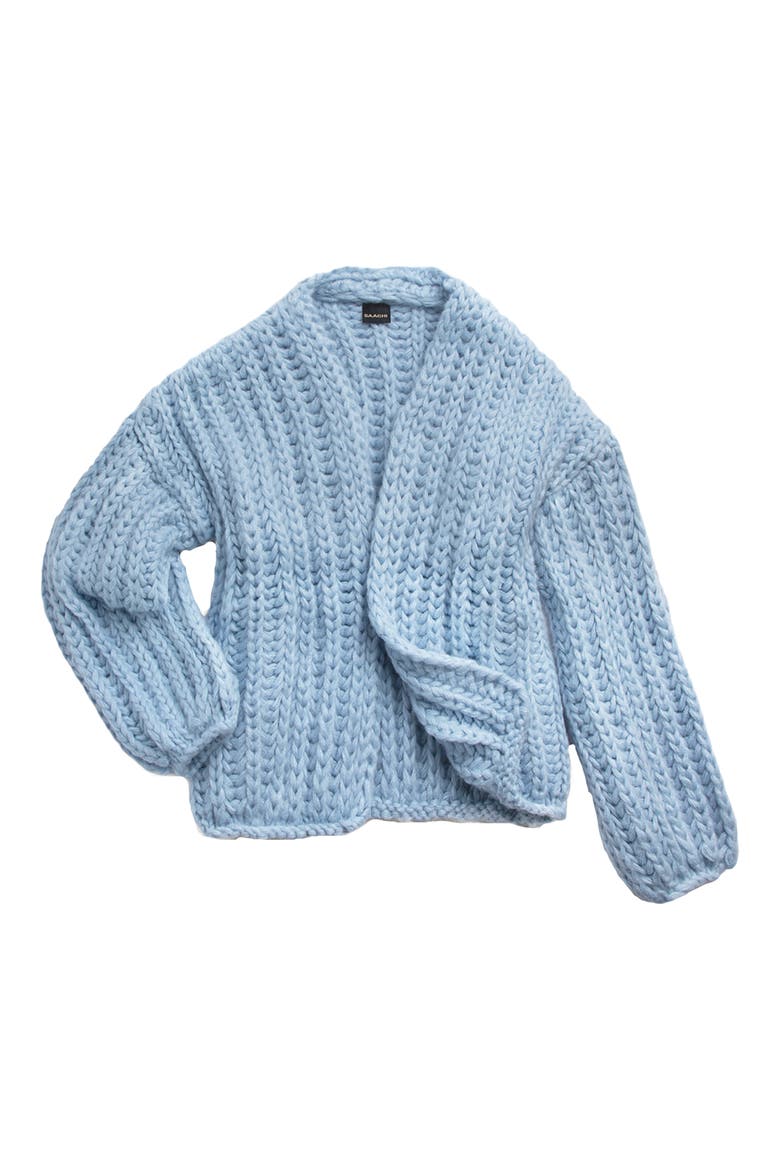 Chunky Knit Cardigan, Alternate, color, BLUE