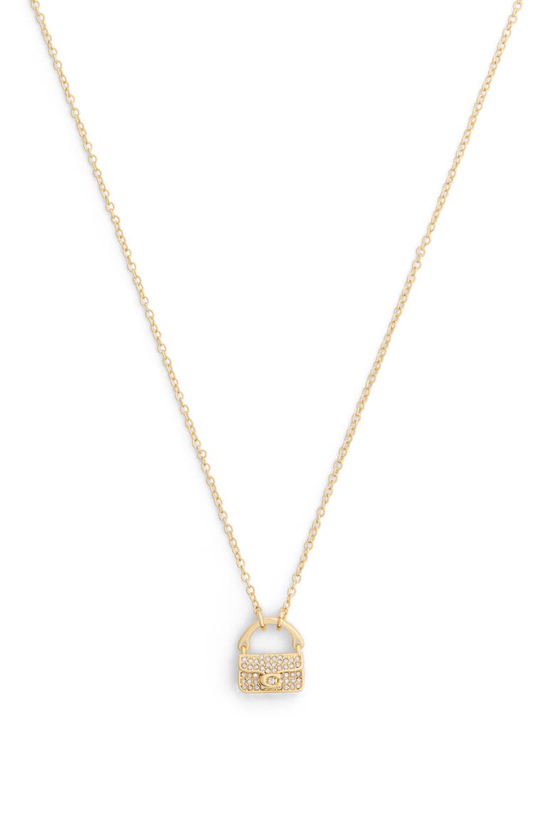 Pavé Tabby Bag Pendant Necklace, Main, color, CRYSTAL
