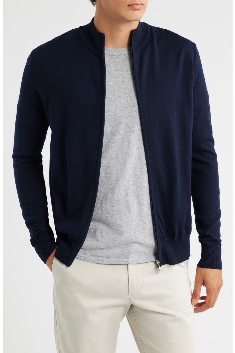 Cashwool® Full Zip Sweater, Main, color, NAVY