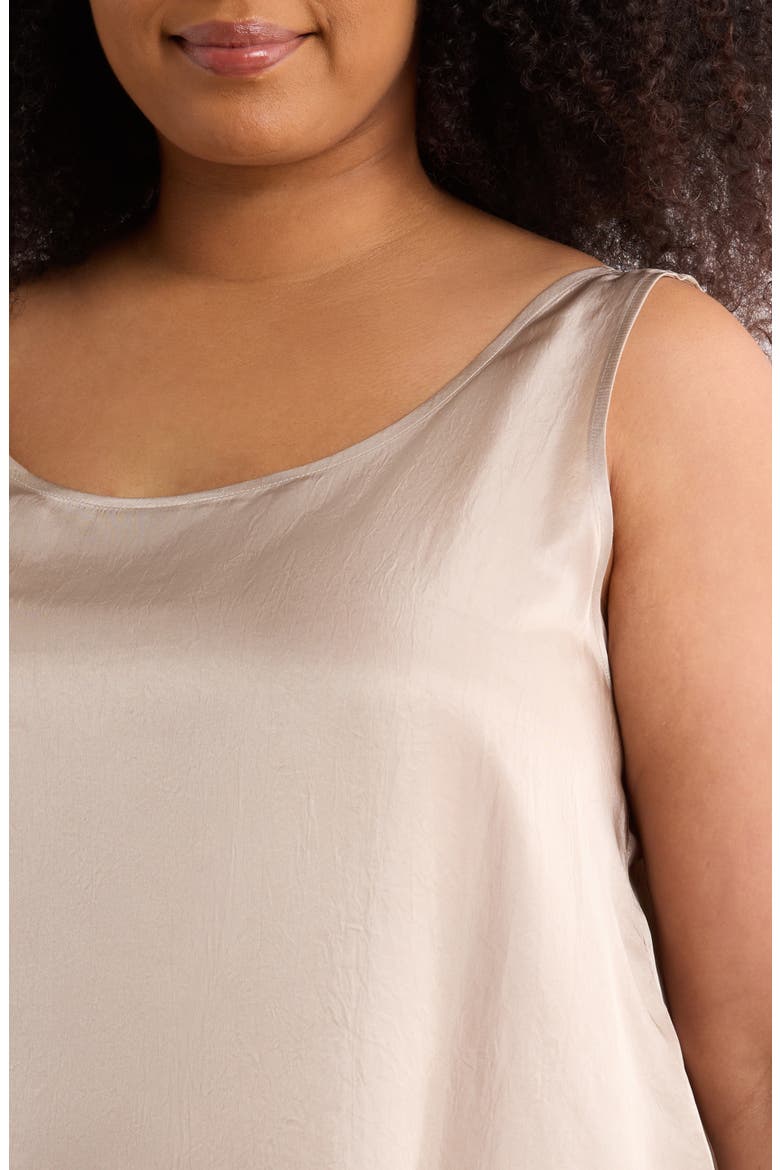 Scoop Neck Satin Tank, Alternate, color, WHEAT