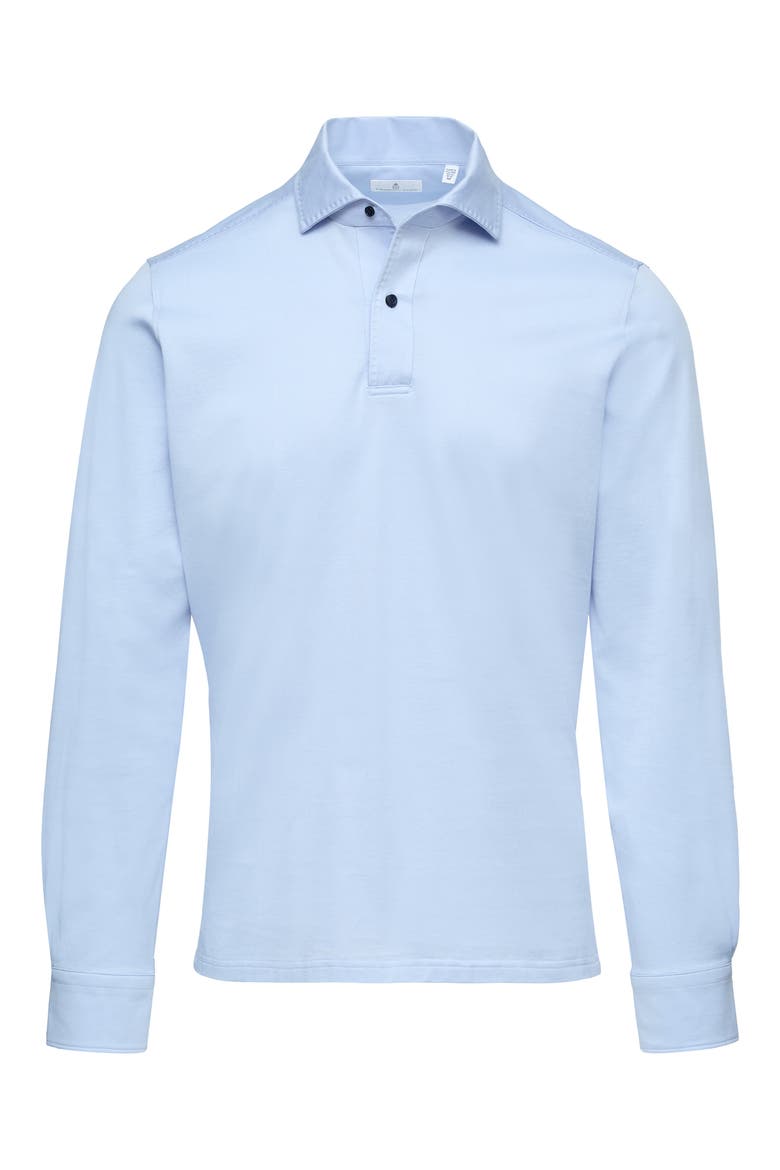 Jacquard Luxe Long Sleeve Polo, Main, color, LIGHT PASTEL BLUE