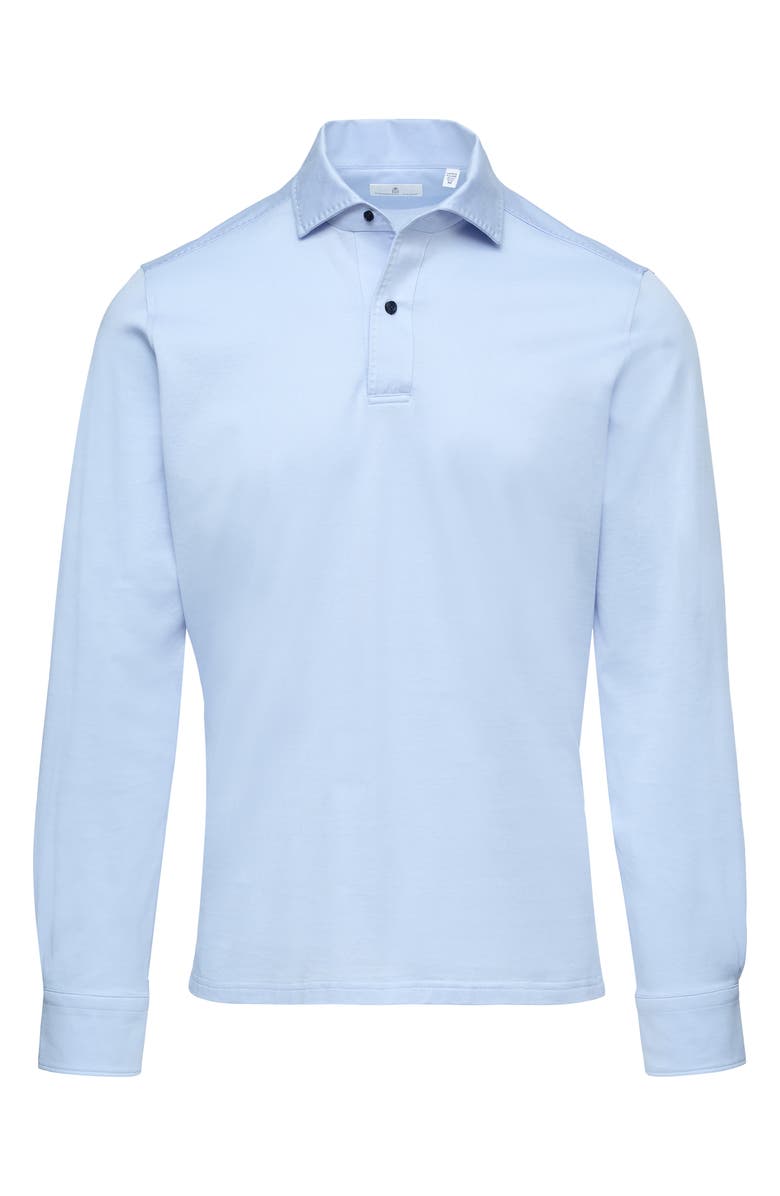 Emanuel Berg Jacquard Luxe Long Sleeve Polo, Main, color, Light Pastel Blue