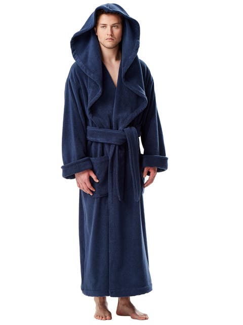 Men's Monk Style Full Length Long Terry Cotton Bathrobe