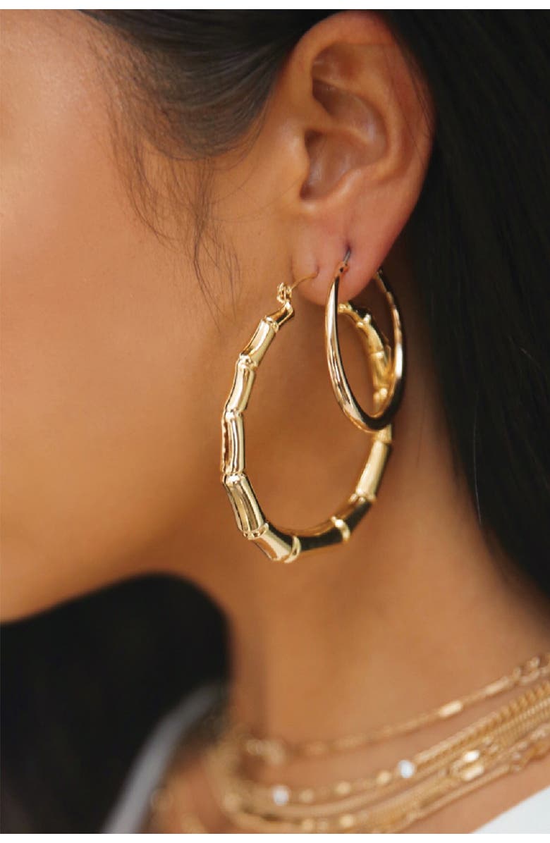 Ettika 18K Gold Plated Simple Hoop Earrings, Alternate, color,