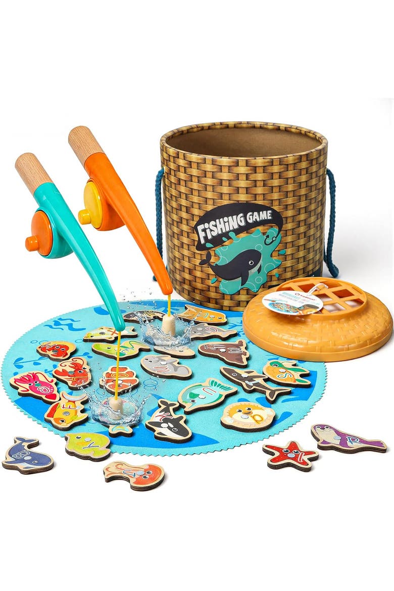 Wooden Magnetic Fishing Game Fine Motor Skills Toy for Kids, Main, color, Multicolor