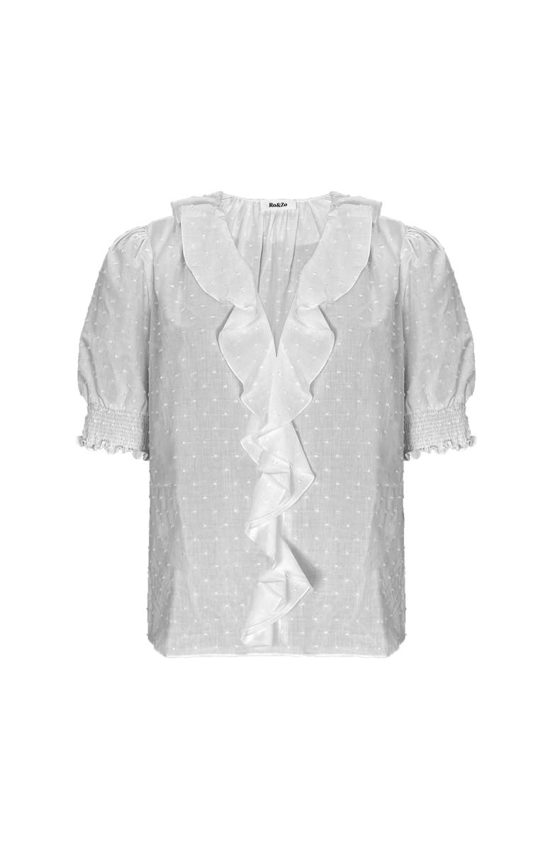 Ro&Zo Dobby Frill Front Top, Alternate, color, Ivory