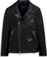 Bugatchi Full Zip Leather Biker Jacket