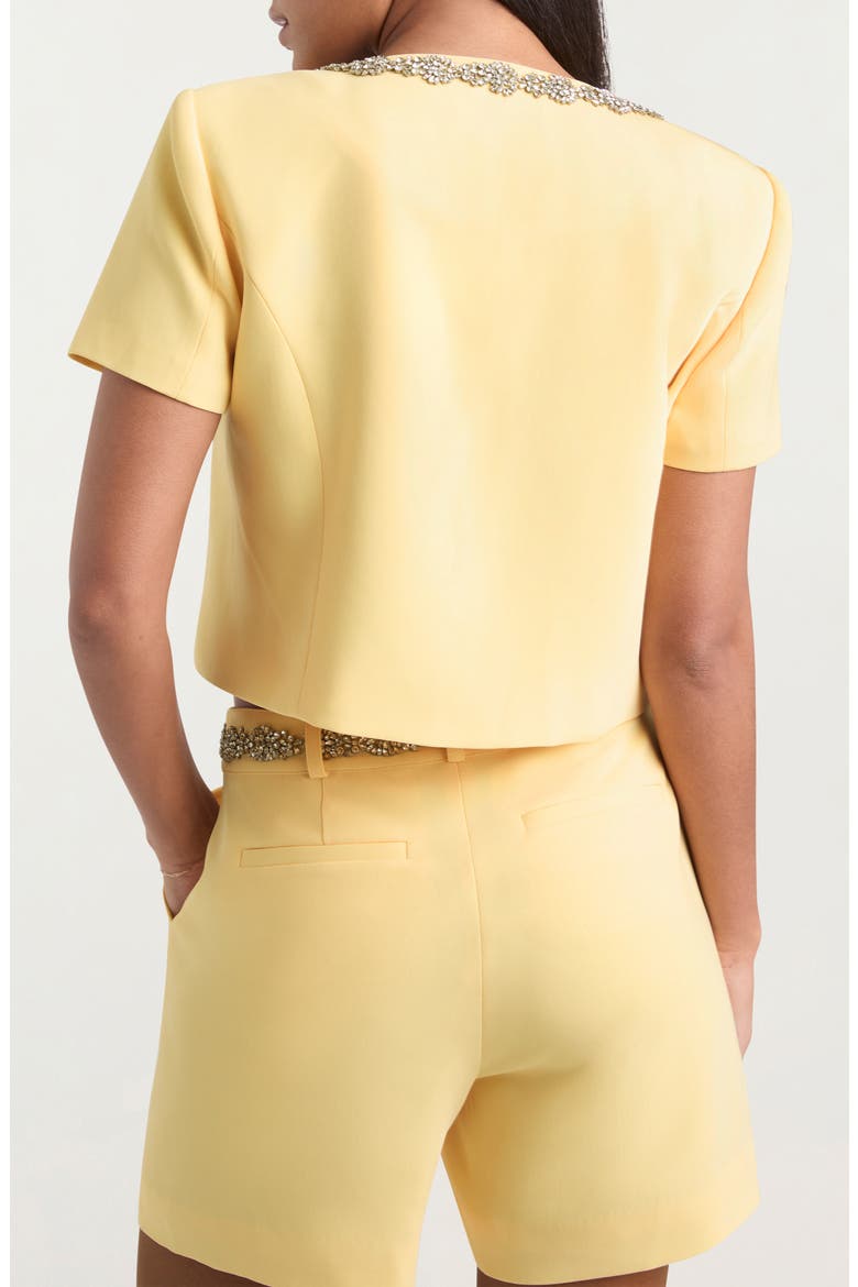 Samina Crystal Detail Short Cotton Sleeve, Alternate, color, BUTTER