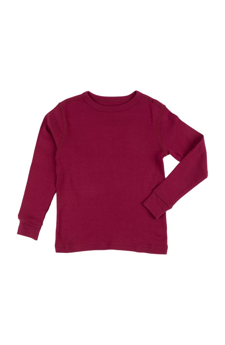 Leveret Kids Long Sleeve T-Shirt, 100% Cotton, Solid Colors, Alternate, color, Maroon
