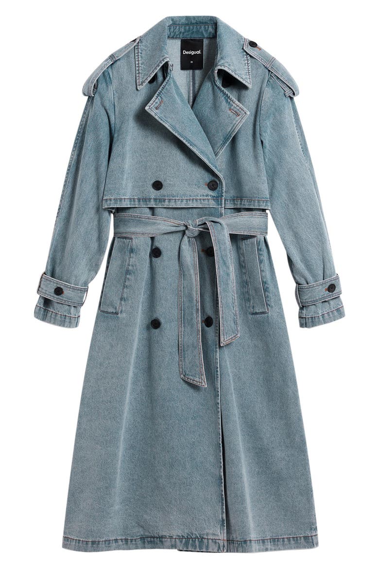 Denim Trench Coat, Alternate, color, LIGHT BLUE