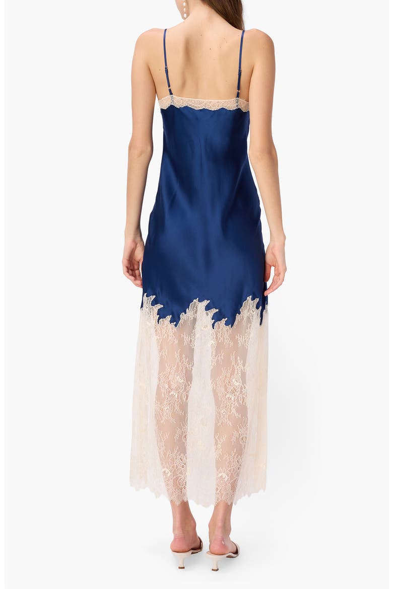Verity Sheer Lace Trim Silk Slipdress, Alternate, color, SAILOR
