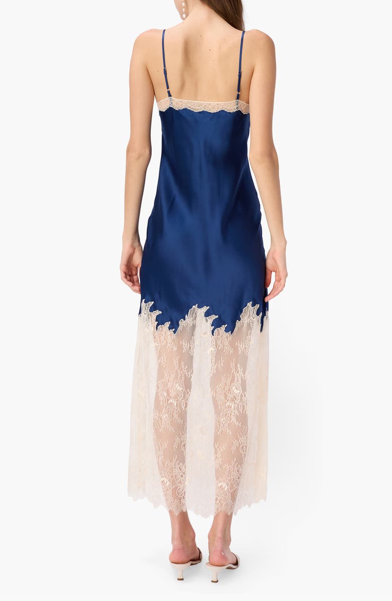 CAMI NYC Verity Sheer Lace Trim Silk Slipdress, Alternate, color, Sailor