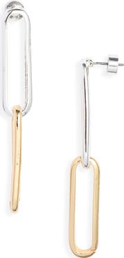 Nordstrom Two-Tone Paper Clip Chain Drop Earrings