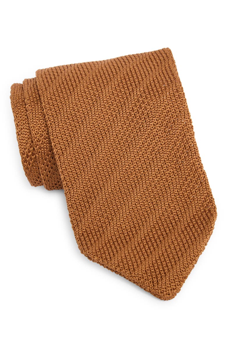 PAISLEY & GRAY Stanley Solid Knit Tie, Main, color, Caramello