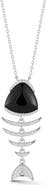 GLAZE JEWELRY Black Agate & Cubic Zirconia Fish Pendant Necklace