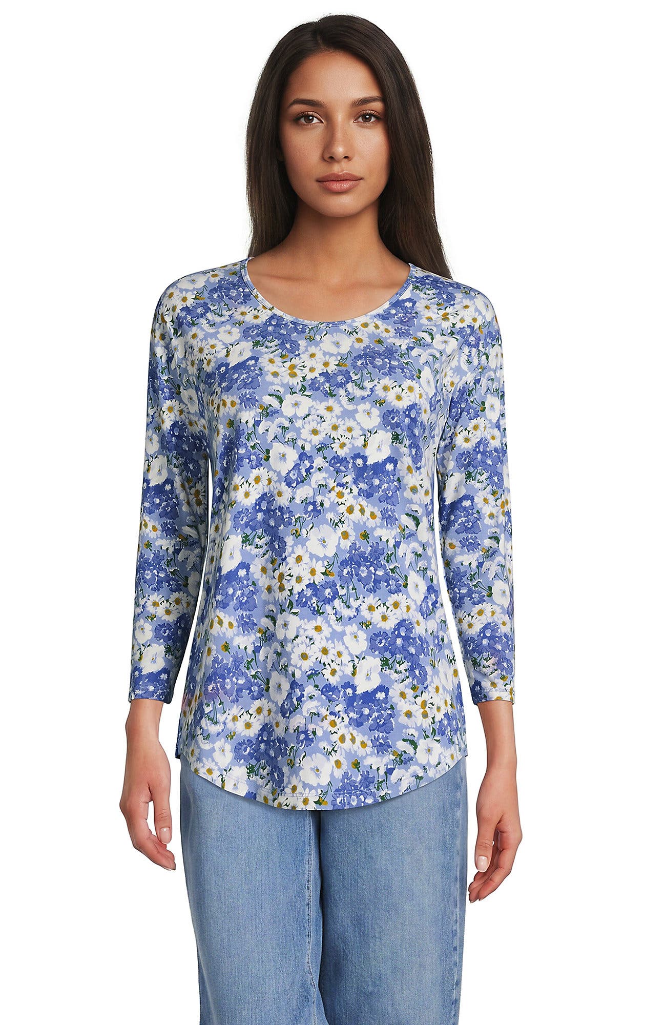 Clear Blue/Ivory Flower Patch