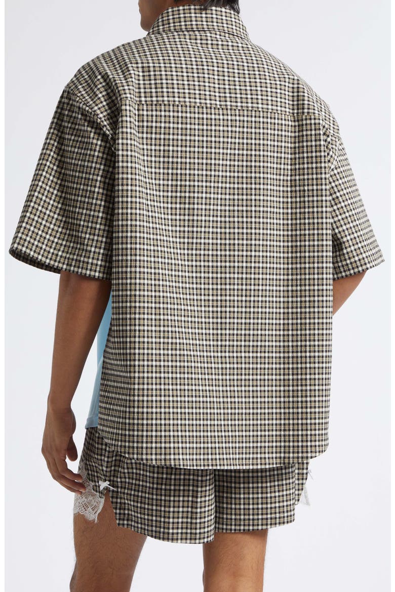 Mixed Media Oversize Polo, Alternate, color, BLACK GREEN LIGHT BLUE