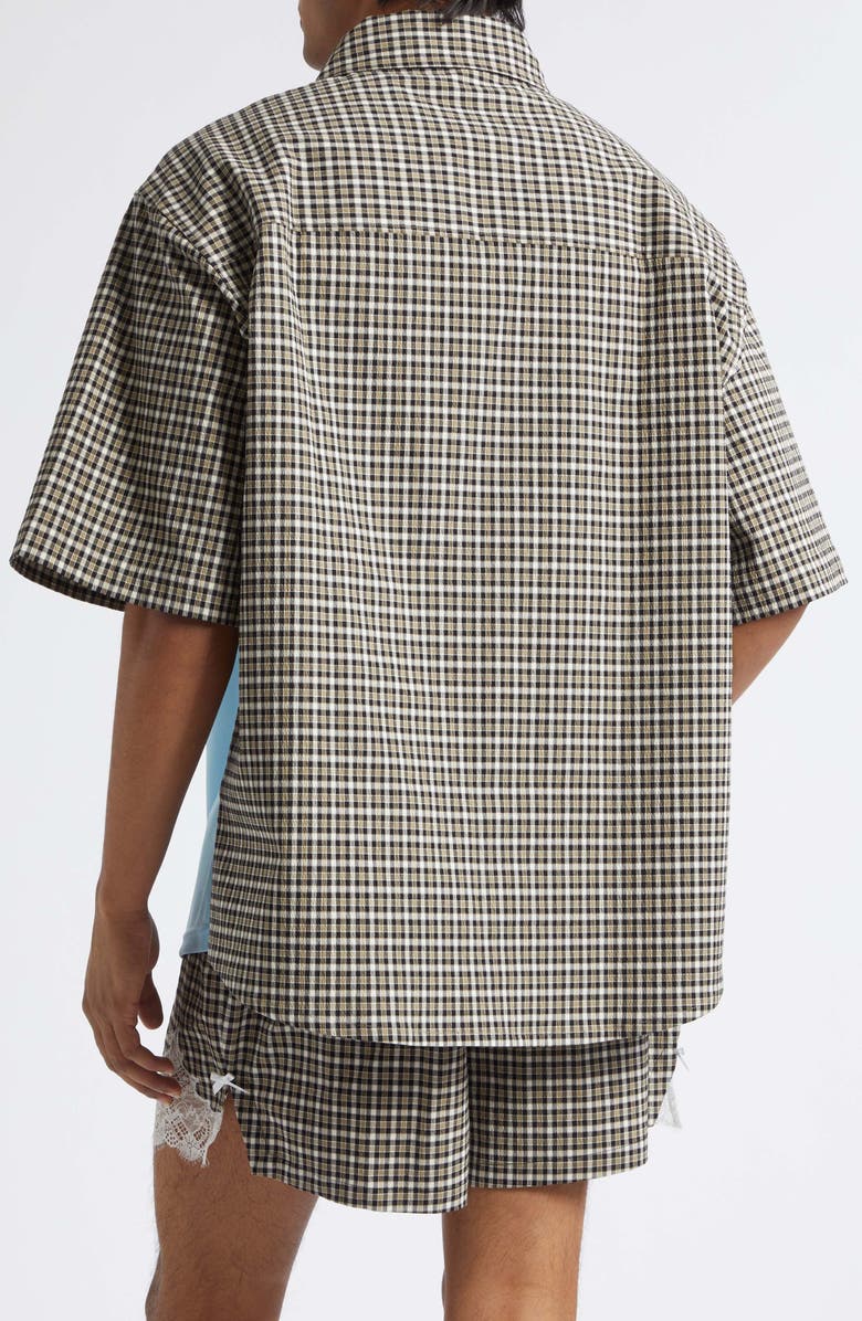 Martine Rose Mixed Media Oversize Polo, Alternate, color, Black Green Light Blue