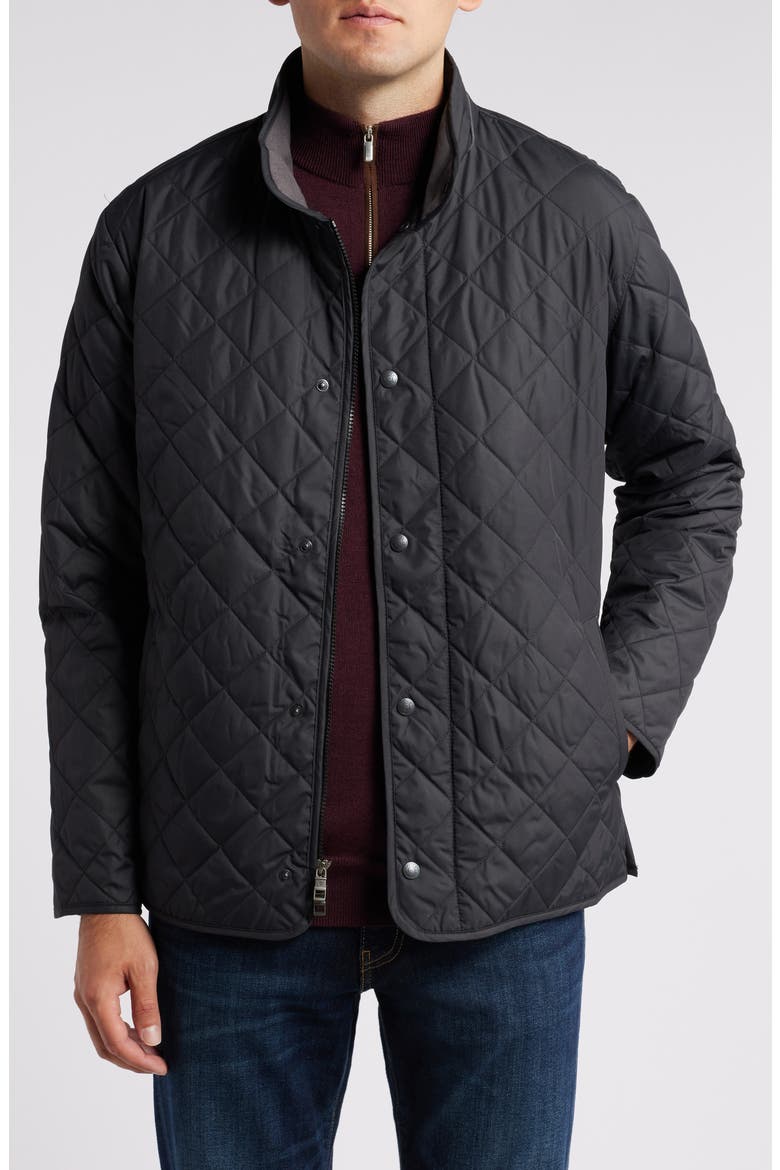 Suffolk Water Resistant Quilted Jacket, Main, color, BLACK
