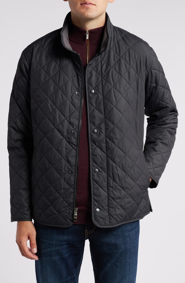 Peter Millar Suffolk Water Resistant Quilted Jacket, Main, color, Black
