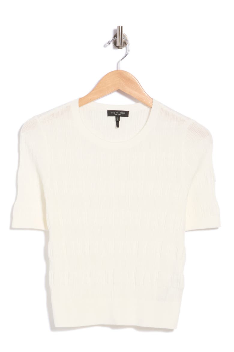 Ren Plaid Crewneck Short Sleeve Sweater, Main, color, CHALK