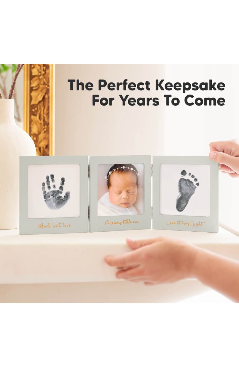 KeaBabies Fond Clean Touch Inkless Hand and Footprint Frame, Alternate, color, Cloud Gray/Gold