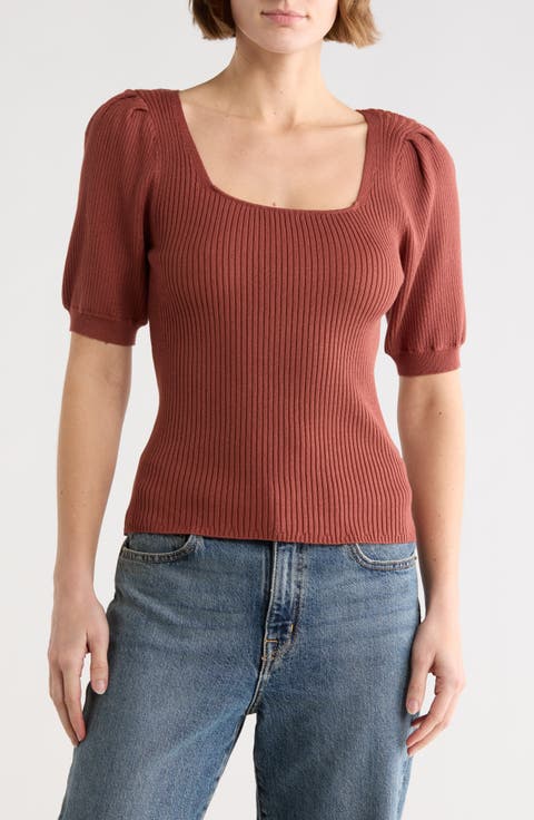 Square Neck Puff Sleeve Sweater