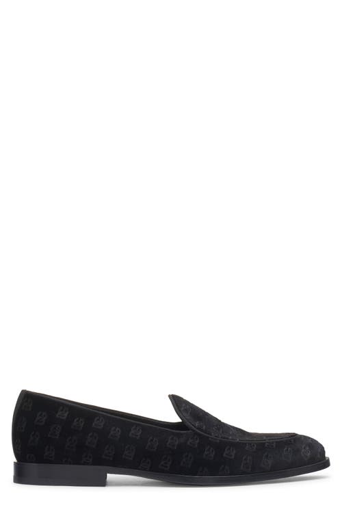 Dolce & Gabbana 'vivaldi' Black Loafers With All-over Logo Lettering In 80999-nero
