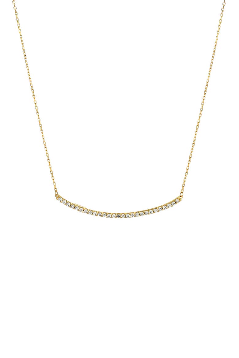 Sterling Silver 18k Gold Plated Sylvia Necklace Classic Minimal Crystal, Main, color, Gold