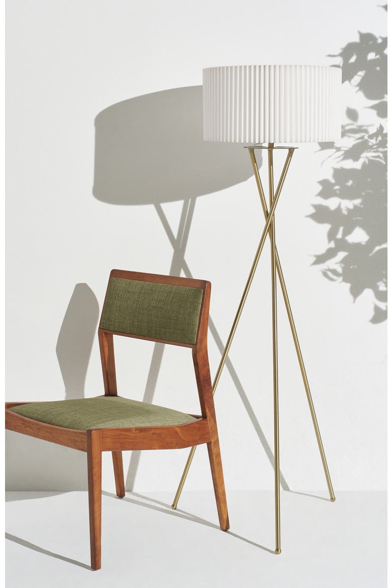 Jaxon Pleated 60" Smart Home Compatible LED Twisted Tripod Floor Lamp, Bulb Included, Alternate, color, Polished Gold