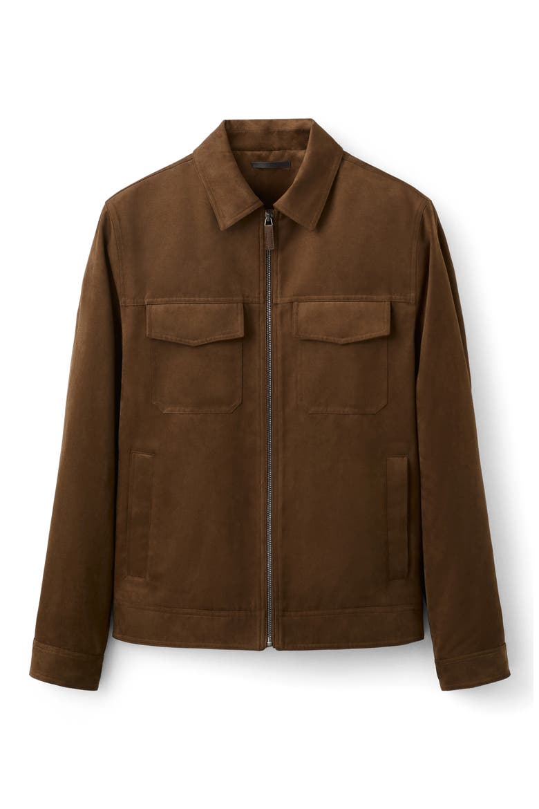 Faux Suede Jacket, Alternate, color, COGNAC