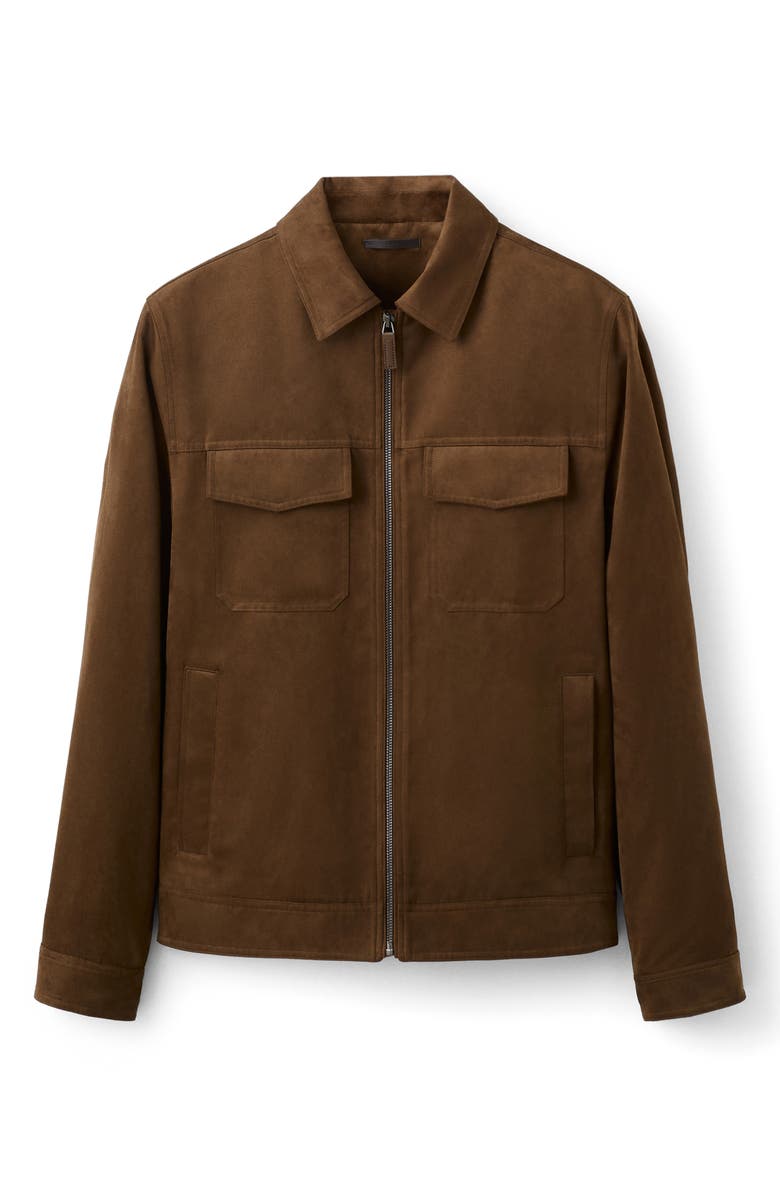 MANGO Faux Suede Jacket, Alternate, color, Cognac