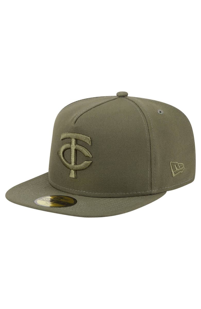 New Era Men's New Era Olive Minnesota Twins Color Pack A-Frame 59FIFTY Fitted Hat, Alternate, color, Olive