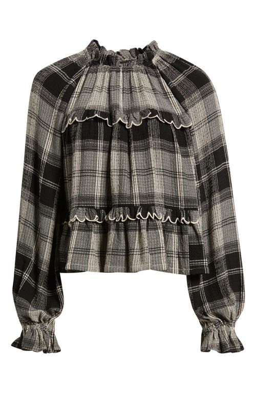 Treasure & Bond Long Sleeve Plaid Woven Shirt In Brown