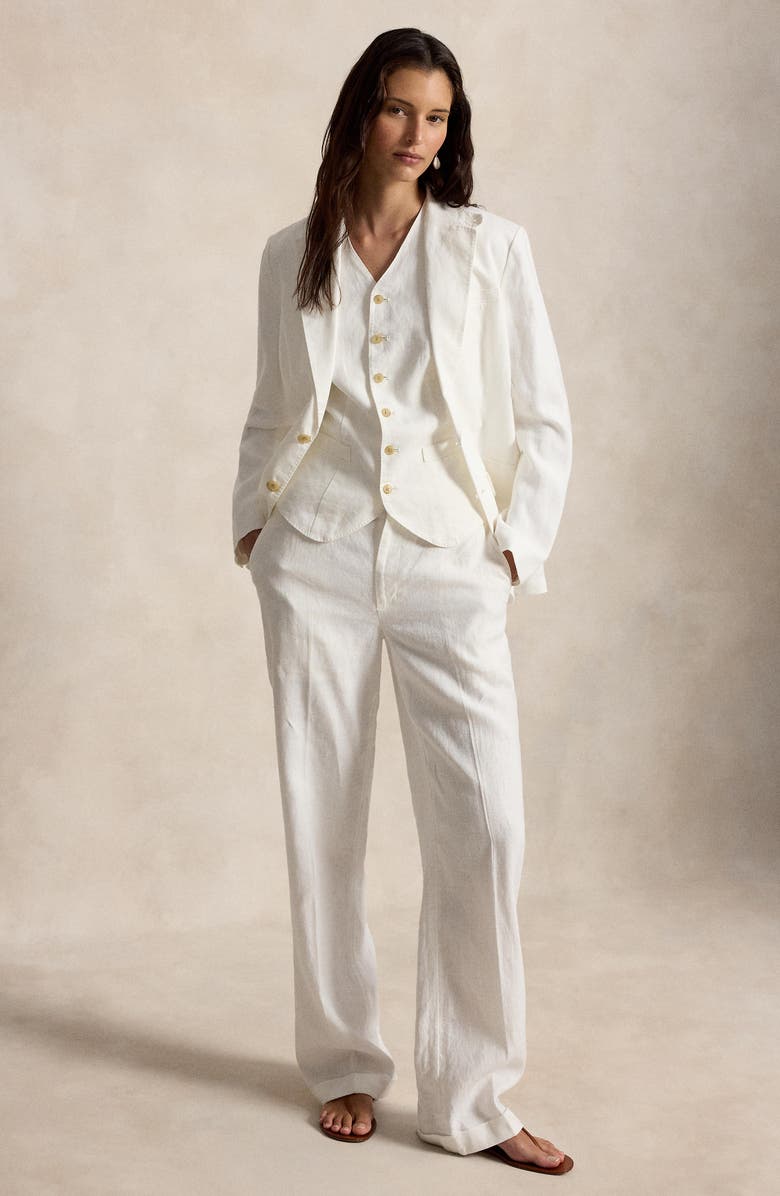 Polo Ralph Lauren Straight Leg Linen Pants, Alternate, color, White