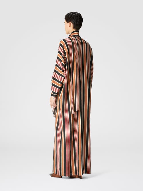 Missoni Long Striped Cotton And Viscose Dress With Knotted Collar In Multicoloured