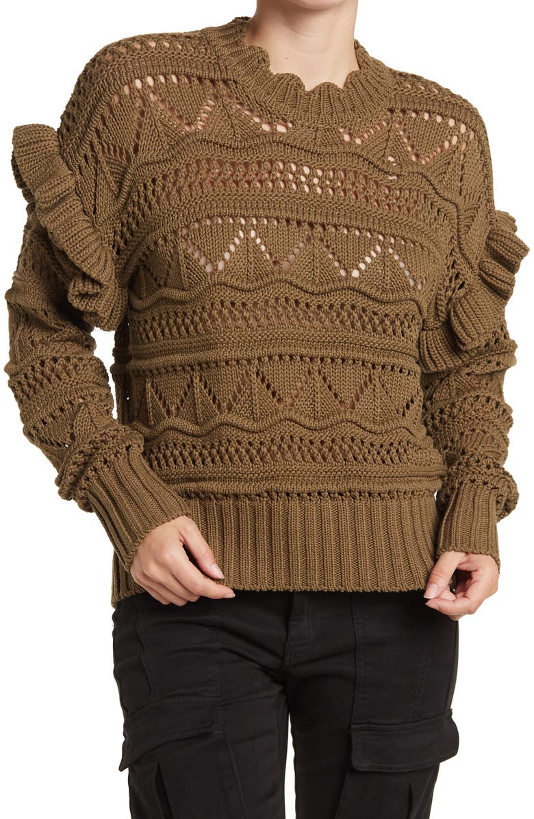 Joie Hockley Scalloped Neck Ruffle Sweater, Main, color, 