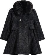 Rothschild Kids' Double Breasted Princess Coat with Faux Fur Collar