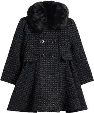 Rothschild Kids' Double Breasted Princess Coat with Faux Fur Collar