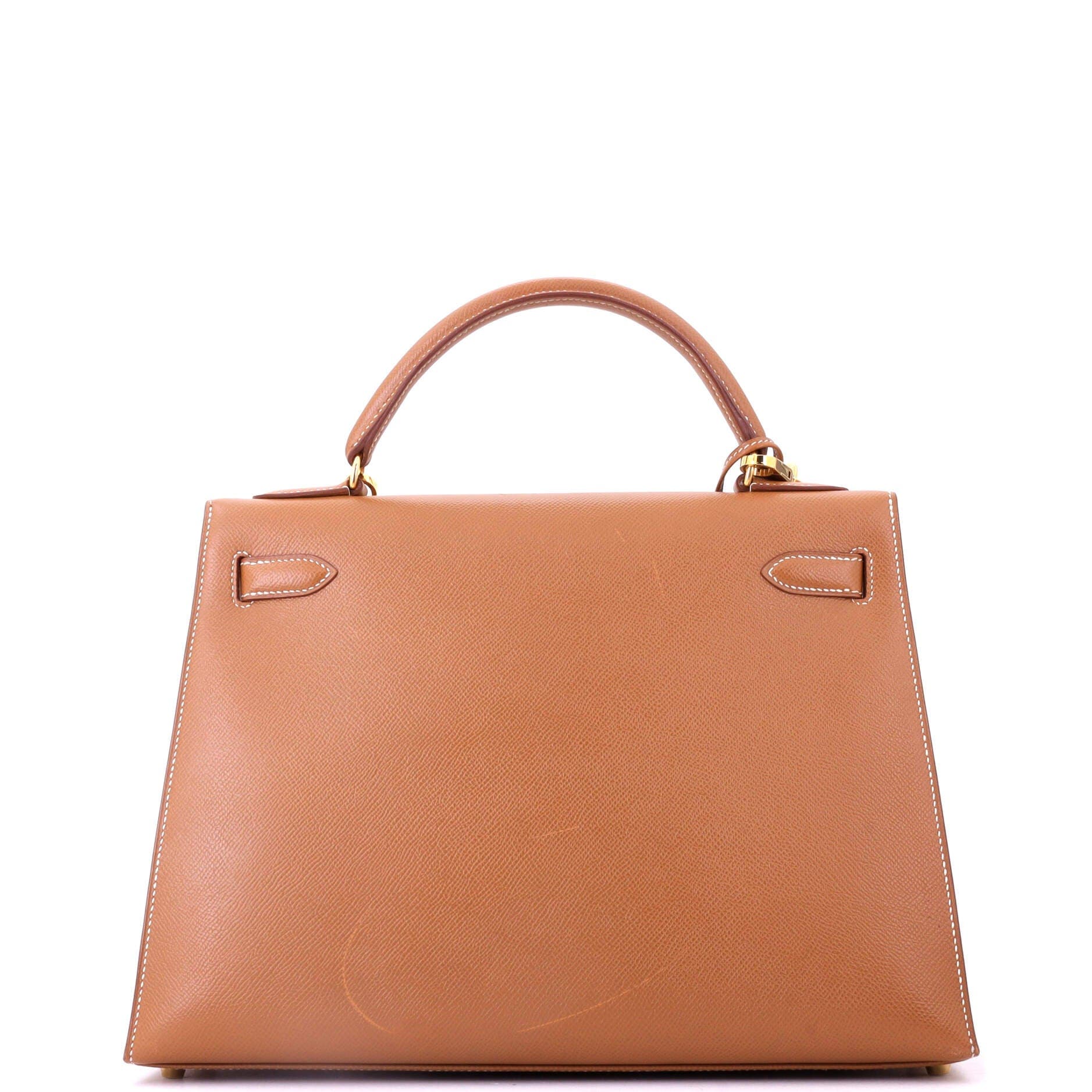 Pre-Owned Hermes Kelly Handbag Brown Courchevel with Gold Hardware 32, Alternate, color, Gold