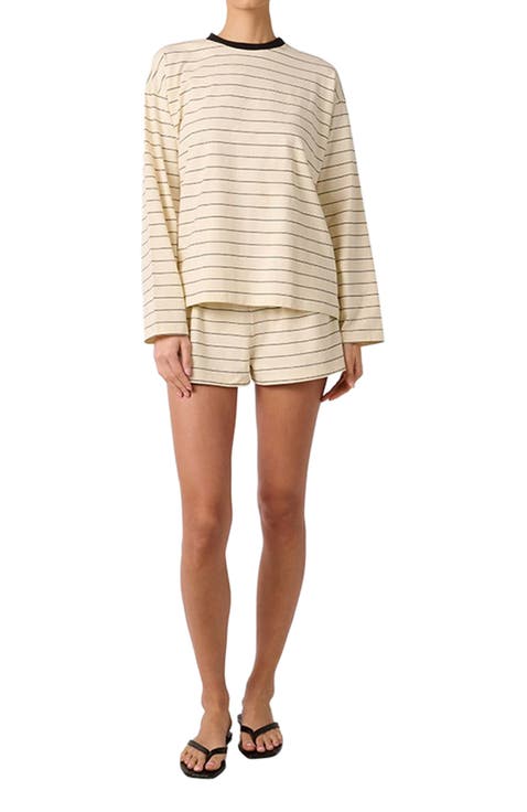 Long Sleeve Stripe Boxy Shirt