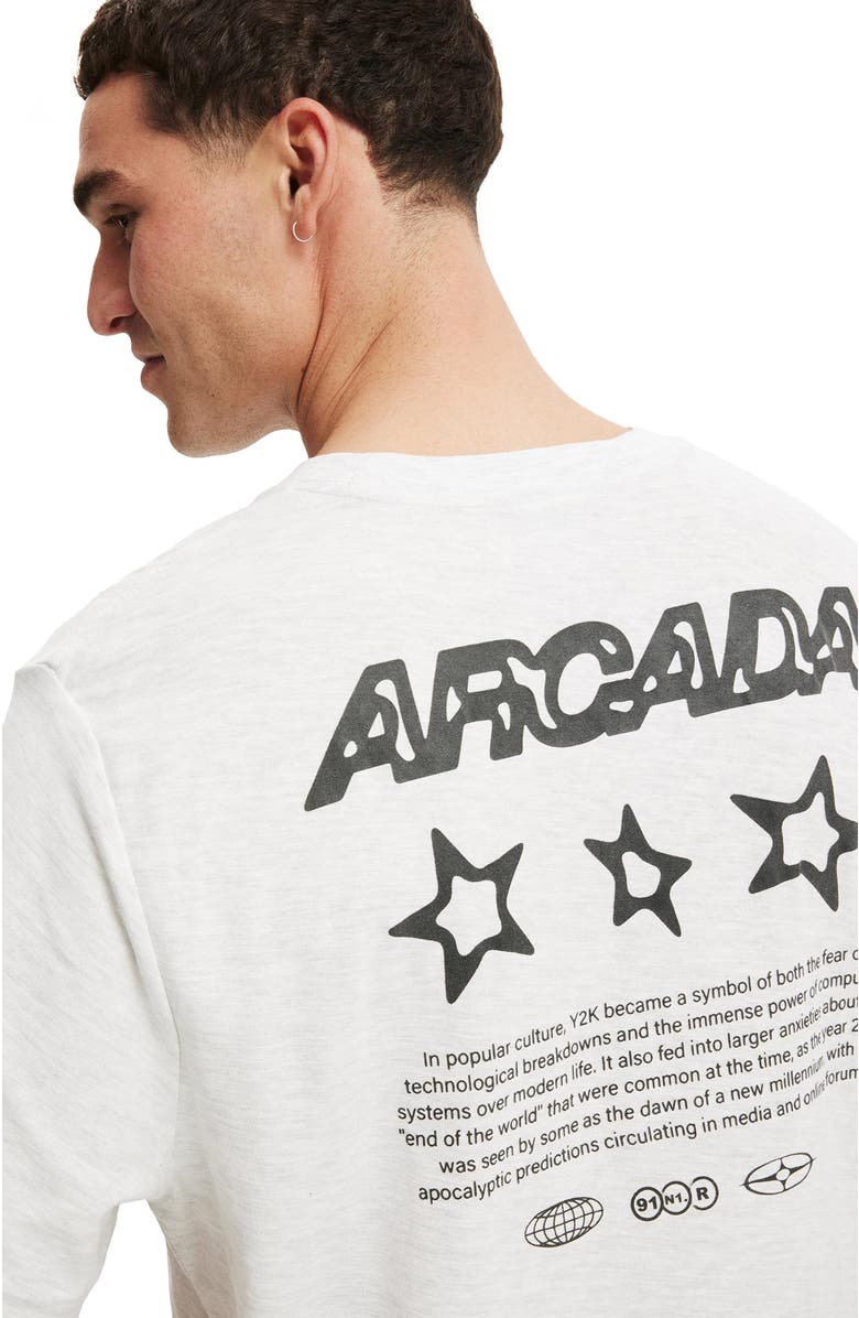 Cotton On Men's Cropped Fit Graphic T-Shirt, Alternate, color, White Marle Arcada