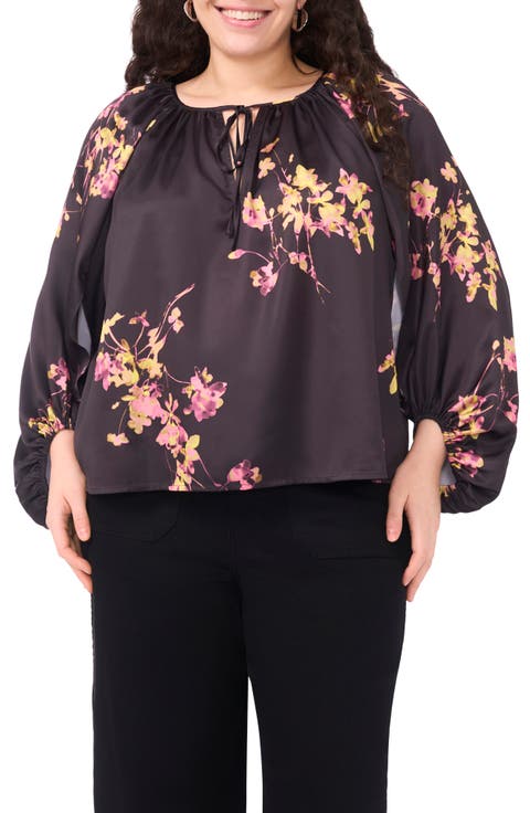 Floral Peasant Blouse (Plus)
