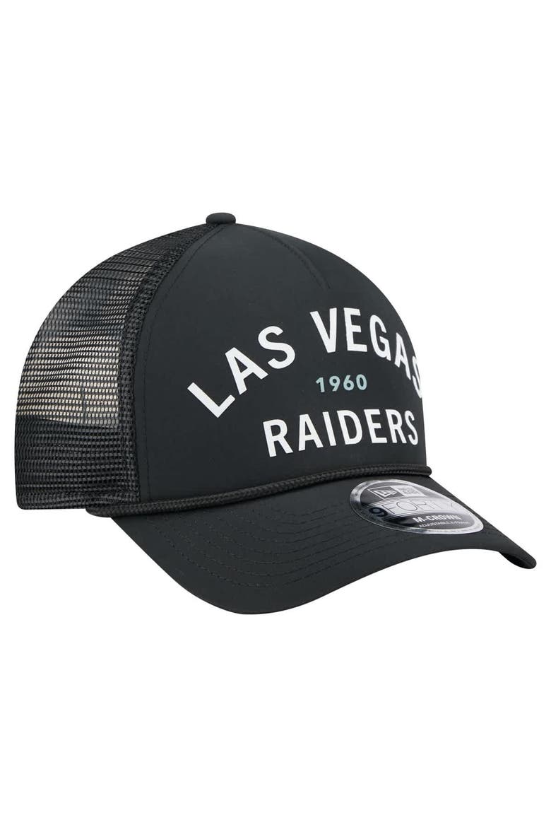 Men's New Era  Black Las Vegas Raiders Active Minimalist M-Crown A-Frame 9FORTY Adjustable Hat, Alternate, color, Black