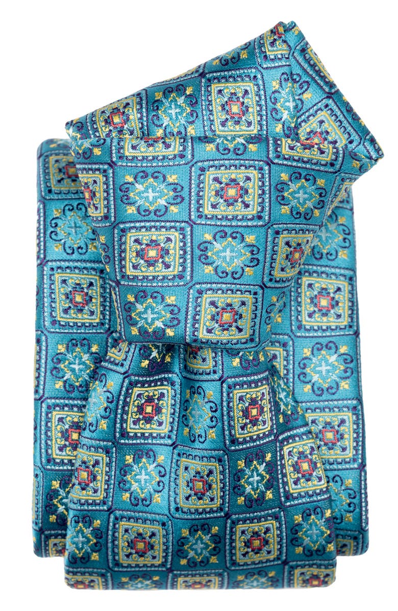Elizabetta De Sica- Extra Long Silk Jacquard Tie for Men, Alternate, color, Turquoise