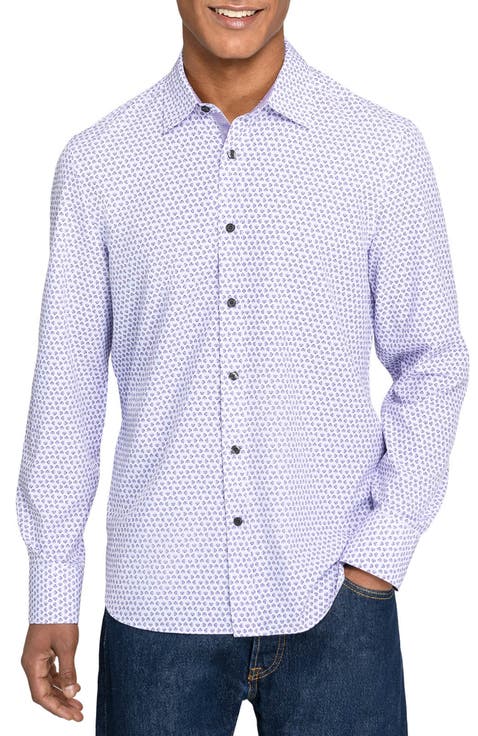 Slim Fit Gem Geo Performance Long Sleeve Shirt