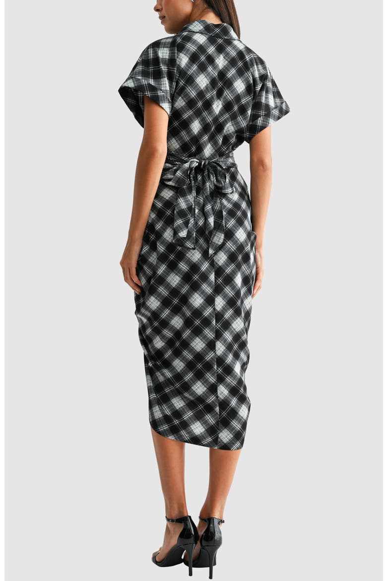 Ruched Shirt Midi Dress, Alternate, color, CHARCOAL PLAID